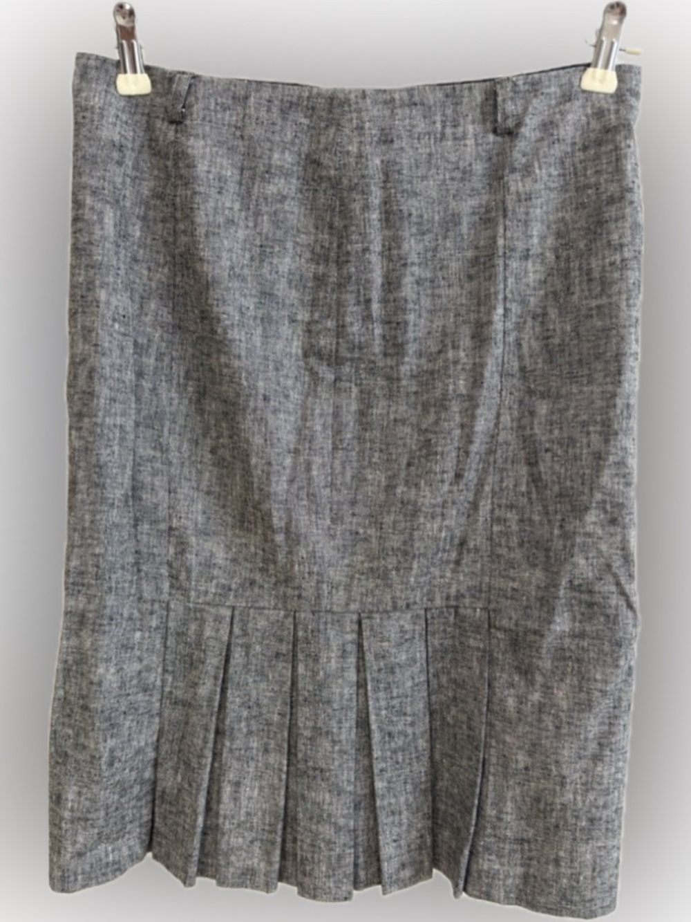 Byer California Gray Textured Pleated Midi Pencil Skirt | Size 1 | Minimal Chic